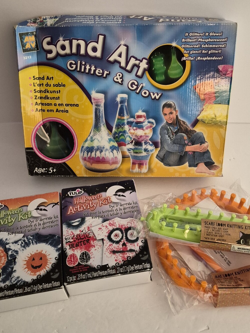 NEW Craft Kit Bundle DIY Activity Lot Sand Art Tie Dye Knitting Loom Summer Fun